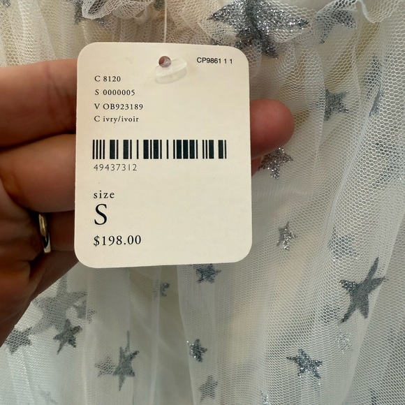 *RARE* NWT Free People A Star is Born Skirt Silver Star Mesh Maxi Size Small - Picture 3 of 7